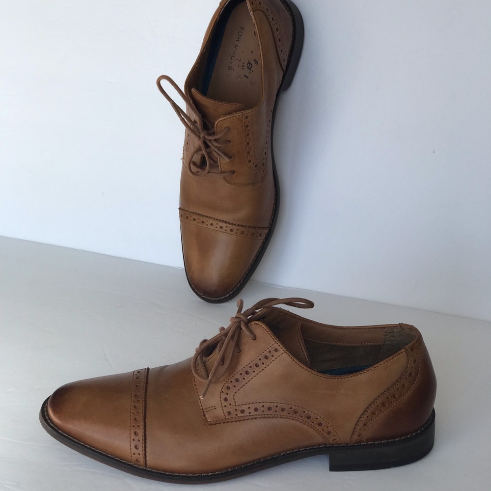 Florsheim Oxford Leather Dress Shoes Mens sz 9.5 Tan Brown Made in India #11589